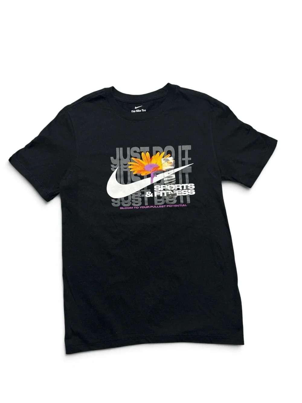 NIKE Mens Sports & Fitness Flower Design Black T Shirt FV8149-010
